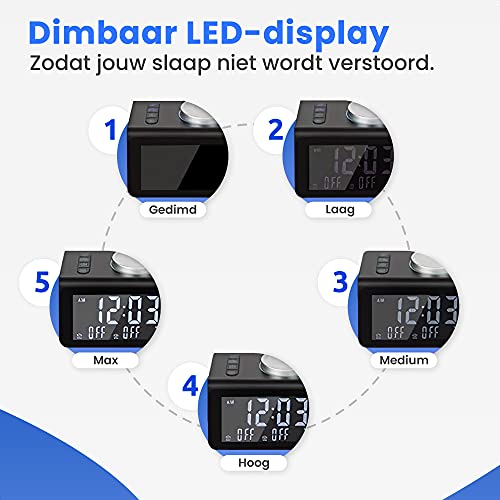 EAGLE wekkerradio - digitale wekker - met dimbaar display, temperatuur en dual USB - Image 4