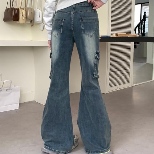 Fashion Y2K High Waisted Wide Leg Jeans Casual Vintage Lace Drawstring Patchwork Slim Flared Denim Pants 6