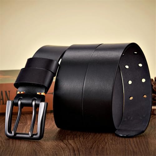 Men’S 4.3Cm Thick Genuine Leather Belt Double Pin Buckle Solid Fashion Cowboy Business Strap4