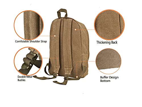 Canvas School Laptop Backpack , Durable Rucksack, Travel Notebook Bag, for Men Women Coffee Factory Directly, Brown, One_Size