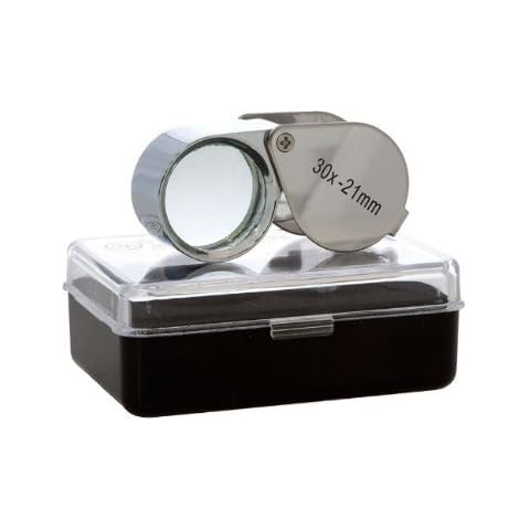 30x-21mm Glass Lens Jeweler Loupe Magnifier Doublet, Chrome Plated, Round Body Cover