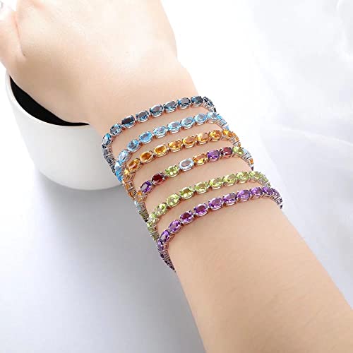 Supermodel 925 Sterling Silver 6 * 4Mm Natural Amethyst Classic Tennis Bracelet For Women Size7.25 Inch #TOP4