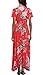 VintageClothing Women's Floral Print Maxi Dresses Boho Button Up Split Beach Party Dress, Red, XL
