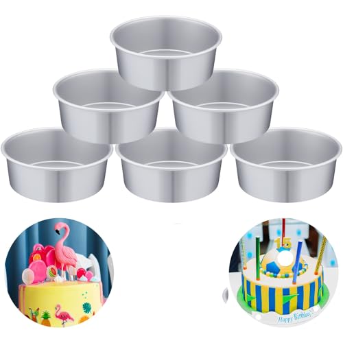 Nuenen 6 Pcs 8 Inch Cake Pans Aluminum Round Baking Cake Pans Set