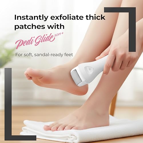 Image of Lifelong PediGlide Soft+ 3-in-1 Callus Remover For Feet | Electronic Foot Scrubber for Dead Skin | 3 Changeable Roller Heads | Focus Light | Dual Speed Settings | Crack Heel Repair Pedicure Machine
