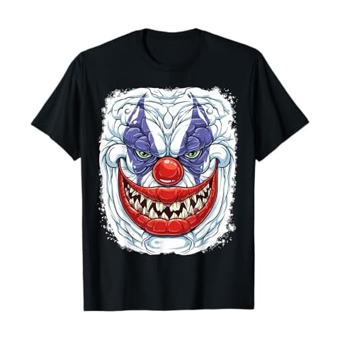 Scary Creepy Clown Face Halloween Boys Men Women Girls Funny T-Shirt Cover