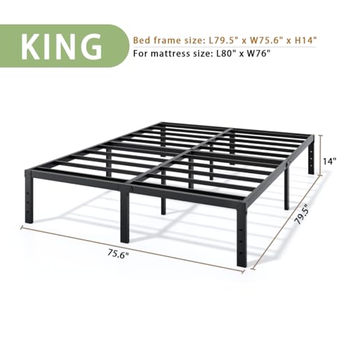 LUMUNANCE Metal Bed Frame King Size - 14 Inch Heavy-Duty King Platform Bed Frame No Box Spring Needed, Easy Assembly, Noise-Free, Sturdy Mattress Foundation, Underbed Storage Space by LUMUNANCE - Image 3