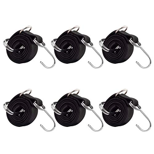 INCREWAY Lot de 6 tendeurs élastiques pour bagages - 0,5 m - Durables - Universels - Avec crochets en métal - Noir Cover