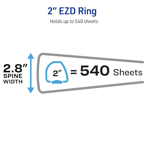 Image of Avery Heavy-Duty View 3 Ring Binder, 2 inch One Touch EZD Rings, 540-Sheet Capacity, 2.8 Inch Wide Spine, Great for Home, School Supplies, Office, or Organization Needs, 1 White Binder (79192)