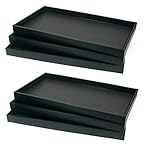 New 888 Display USA 6-Piece 1-Inch Deep Black Full Size Plastic Stackable Jewelry Tray 14 3/4' X 8 1/4' X 1'H…