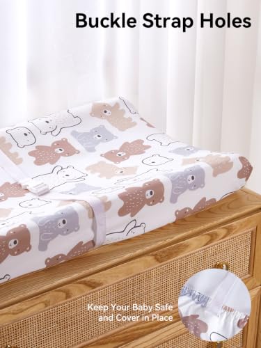 Image of TILLYOU Changing Pad Cover Set in Soft Jersey Material - Fits 32 inch /34''x16 Contoured Pad for Babies, Boonie Cubs