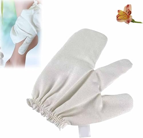 Guantes de masaje de seda cruda 2025, guantes de ducha exfoliantes, cepillado en seco para cuerpo y cara, guantes de exfoliación corporal profunda (1 unidad)