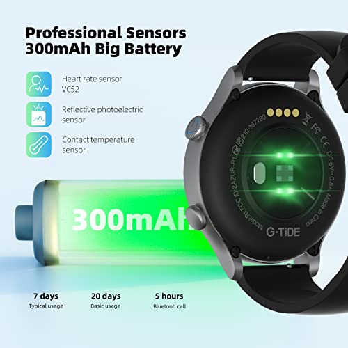 G-TiDE Smartwatch mit Telefonfunktion, 1.32 Zoll HD Voll Touchscreen, 10 Tage Akkulaufzeit, 24 Sportmodi, mit Herzfrequenz Schlaf Monitor,Bluetooth 5.2, IP68 wasserdicht, Android/iOS, Grau - Image 5