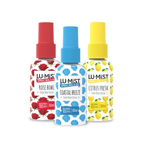 3 x 60ml Lu-Mist Assorted Toilet Bowl Spray Pack or 3 x 60ml Lu-Mist Assorted Toilet Bowl Spray Pack (Citrus Fresh Rose Bowl Coastal Breeze)