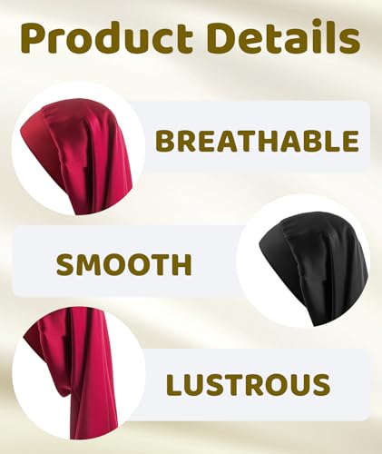 Image of 2-Pack Silk Bonnet for Sleeping, Satin Hair Cap for Sleeping, Bonnet for Curly Hair, Hair Bonnet for Women, Hair Cap for Sleeping, Satin Hair Bonnet for Night Hair Protection