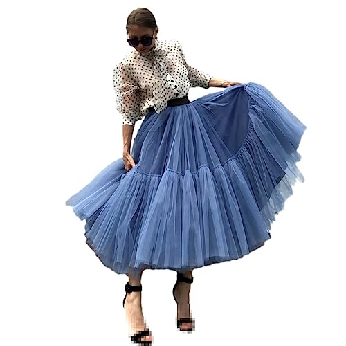 Long Tulle Skirts for Women Black Gothic Pleated Skirt
