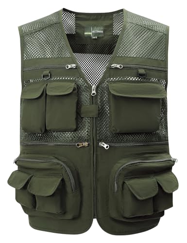 Colete de pesca Gihuo masculino utilitário safári para viagem com bolsos para trabalho ao ar livre foto colete cargo pesca verão, XGG