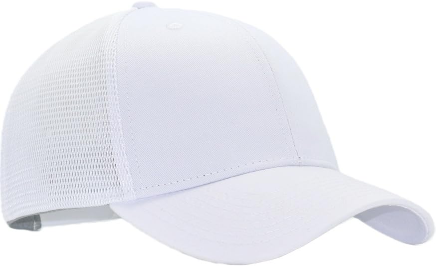 Image of Mens Mesh Snapback Hat Fits One Size & XXL | Structured Adjustable Trucker Hats | Sturdy Outdoor Blank Baseball Cap