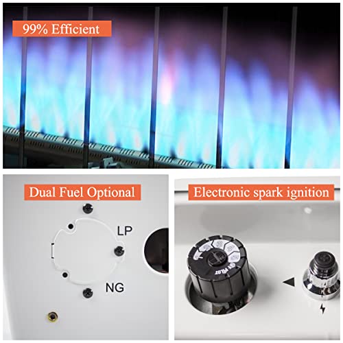 Uty 30,000 Btu Propane / Natural Gas Wall Heater For Indoor Use - Dual Fuel, Vent-Free, White, 28 X 11 X 24 Inches #TOP4