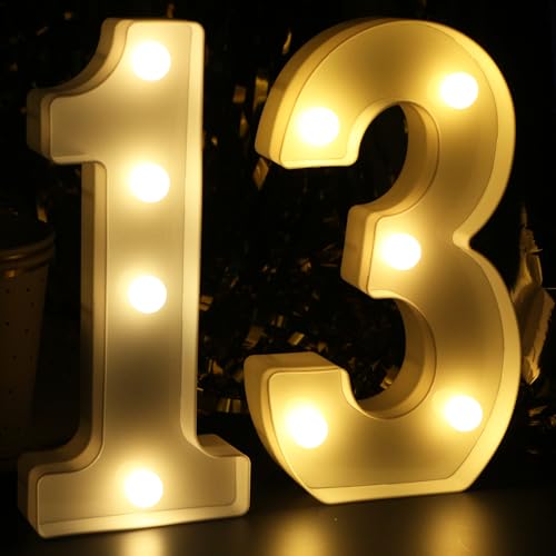Image of H:7.88 inches Light Up Numbers 13 Sign for Party Decor, 13th Birthday Decorations for Girls, 13th Birthday Centerpieces Table Decorations for Boys