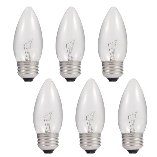 SCOMX 40W Incandescent Equivalent Energy Torpedo Tip Chandelier with Crystal Clear Incandescent Light Bulbs Tip Light Bulb and Medium E26 Candelabra Base (6)