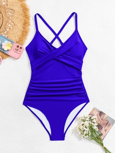 Image of B2prity Women's One Piece Swimsuit Tummy Control Front Cross Bathing Suit
