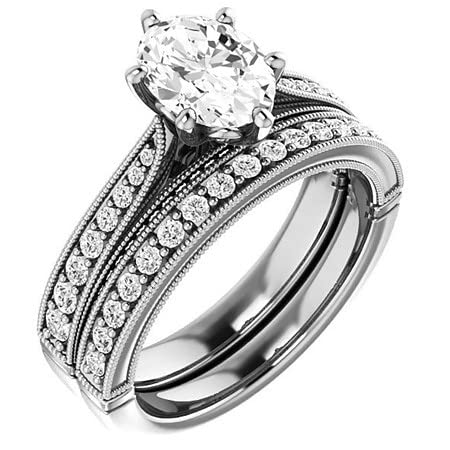 2 CT Oval Colorless Moissanite Engagement Ring for Women/Her, Wedding Bridal Ring Set, Eternity Sterling Silver Solid Gold Diamond Solitaire 6-Prong Set for Her