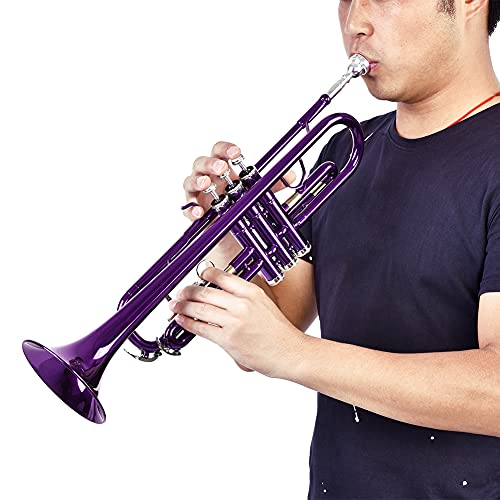Conjunto de trompete padrão de várias cores, estojo de trompete fácil de soprar kit de limpeza profi