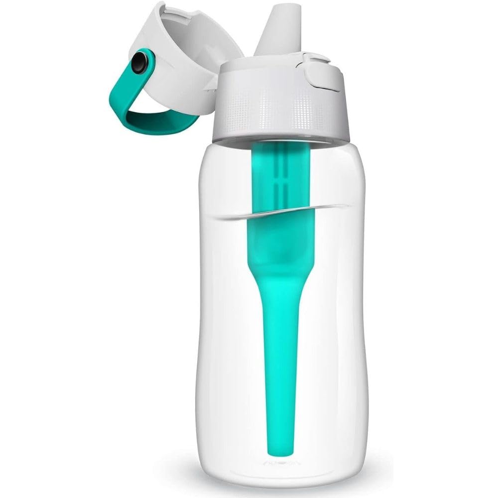 Dafi Gourde Filtrante SOLID, 1 Filtre à Charbon Actif, Turquoise 0,5 L - Sans BPA Bouteille d'eau, Filtre le Chlore et autres contaminants - Gourde Sport, Gourde Paille, Bouteille d'eau de Sport