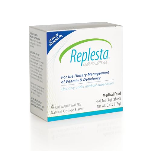 Replesta 50 000 IU Vitamin D3 Cholecalciferol for Vitamin D Deficiency Once-Weekly Chewable Wafer Non-GMO Natural Orange Flavor 4 Count (Pack of 1)