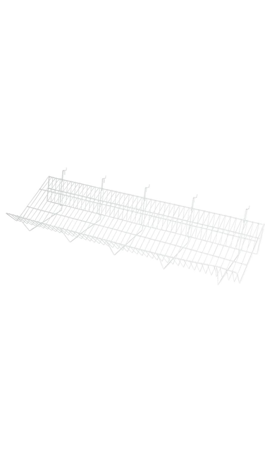 SSWBasics 48" x 12" x 6" White Downslope Grid Shelf for Slatwall & Wire Grid
