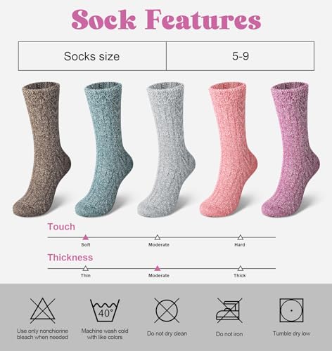 YSense Wool Socks for Women, Winter Boot Socks Stocking Stuffers Gifts for Women Warm Crew Hiking image 3