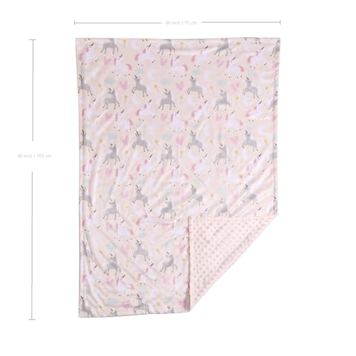 Image of CREVENT Soft Cozy Baby Blankets for Boys Girls + Security Blanket, Set with A Gift Bag Newborn Essentials (Unicorn)