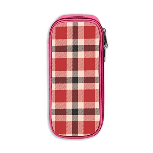Preisvergleich Produktbild Classic-Plaid Pencil Pen Case Beuteltasche Student Stationery Office Kosmetische Schminktasche Aufbewahrung Pink