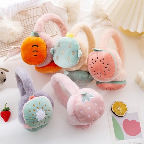 2 Pack Strawberry Fruit Patch Faux Fur Ear Muffs for Ladies Winter Riders - image 6