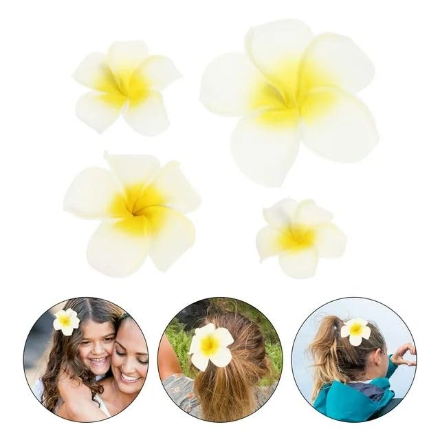 4 Piezas Clips para el Cabello con Flores Blanco y Rosa miniatura 4