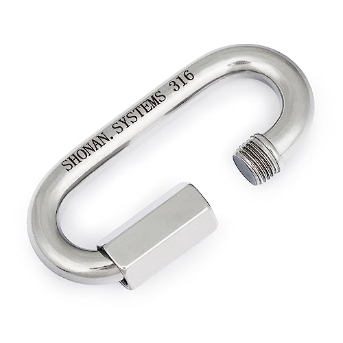 Shonan 4.16 Inch Chain Quick Link Heavy Duty Large Carabiner 316 Stainless Steel Marine Grade Quick Link Connector, Corrosion Resistant Chain Connector, 2517 Lbs Capacity, 1 Pc #TOP4