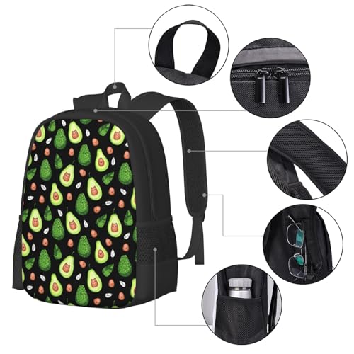 Kawaii Style Avocado Backpack Large Capacity Backpacks Leisure Travel Daypack 12.5X5.5X16.5 inch3