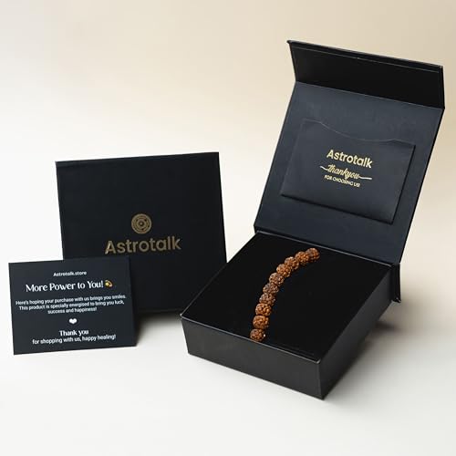Image of Astrotalk 5 Mukhi Rudraksha Bracelet | Spiritual Essence of Focus & Growth | Natural original Rudraksha Beads | Astrology Unisex Bracelet for Men & Women