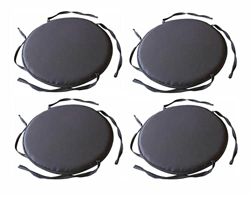 Indoor Outdoor Chair Cushions Set of 4, Seat Cushion Round Chair Cushions with Ties, Round Chair Pads for Dining Chairs, Bar Stool Cushions Bistro Chair Cushions Set for Patio Garden Home Kitchen