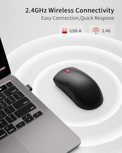 Mouse WL150 senza fili, mouse Bluetooth con ricevitore USB, 1000 DPI, mouse ergonomico per mancini e destrimani, compatibile con PC, Mac, laptop, nero. - Mouse gaming - Immagine 1