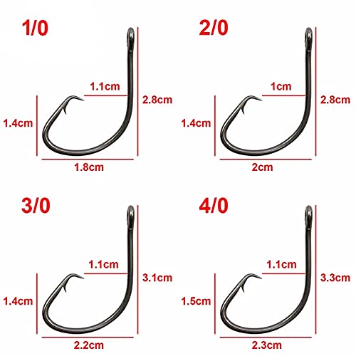 Angelhaken 200 stücke Black Offset Sport Kreis Köder Angelhaken Angelzubehör – Bild 3