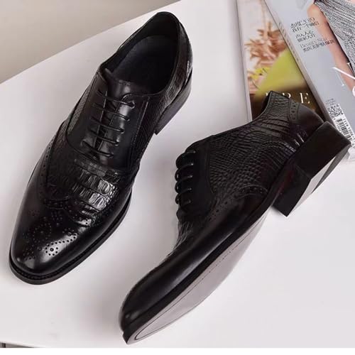 Generic Men's Oxfords Casual Dress Shoes Leather Lace Up Shoes for Men Alligator Printed Business Oxford Shoes4