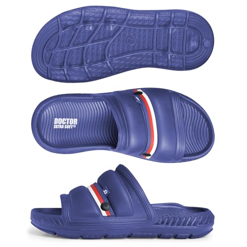 Image of DOCTOR EXTRA SOFT Men's Classic Ultra Soft Sliders /Slippers with Cushion FootBed for Adult | Comfortable & Light Weight | Stylish & Anti-Skid | Waterproof & Everyday Flip Flops for Gents /Boys D-527