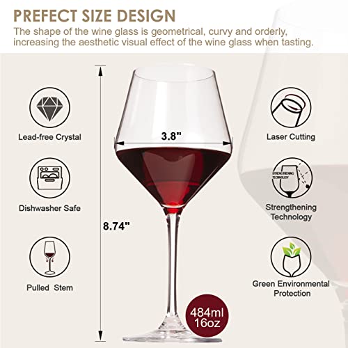 Coccot 07167L Wine Glasses,White Red Wine Glasses Set Of 6,Lead-Free Premium Crystal Clear Glass,Hand Blown Italian Style Burgundy Long Stem Wine Glasses,Great Gift Packaging thumb #2