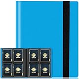 4 Pocket Card Binder for 160 Sleeves, Card Folder Ablum for Trading Cards Collection for Sports Cards, Baseball Cards, Game Cards, Mini TCG Binder Fit for MTG, Gift for Card Collector (Blue)