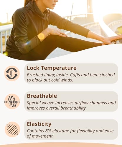 AMZSPORT Sportjacke Damen Laufjacke Gebürstetes Innenfutter Trainingsjacke mit Kapuze für Yoga Gym Fitness, Thermoschwarz M