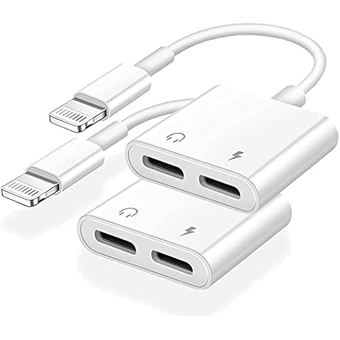[Apple MFi Certified] 2 PACK iPhone Lightning to 2 Lightning Adapter, Dual Lightning AUX + Charger Adapter Dongle Cable Splitter Compatible with iPhone 13/12/11/SE/X/XR/XS/8/7/6 Support Call+Charging Cover