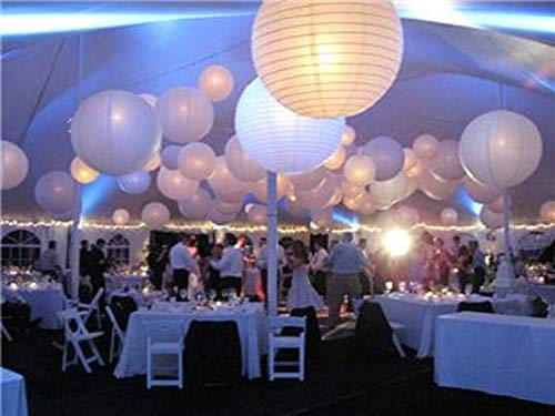 10 x Lampion Schwer Entflammbar Weiß 45 cm aus Feuerfestem Imprägniertem Papier mit Eisenrahmen