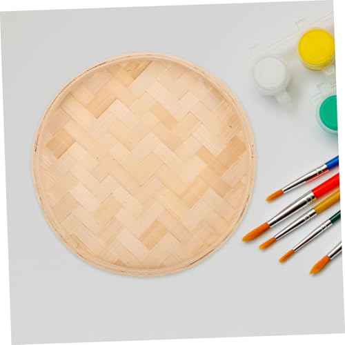TOBBOMEY Unpainted Bamboo Tray Handmade Woven Round Wall Decor and Serving Sieve Multipurpose Rustic Bamboo Basket for Creative Home Decoration and Dessert Presentation - Image 8